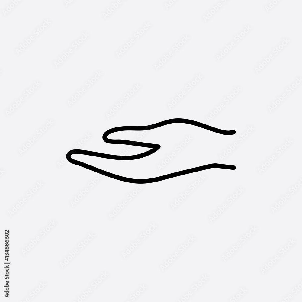arm hand charity help support sign line icon black on white arm hand charity help support sign line icon black on white
