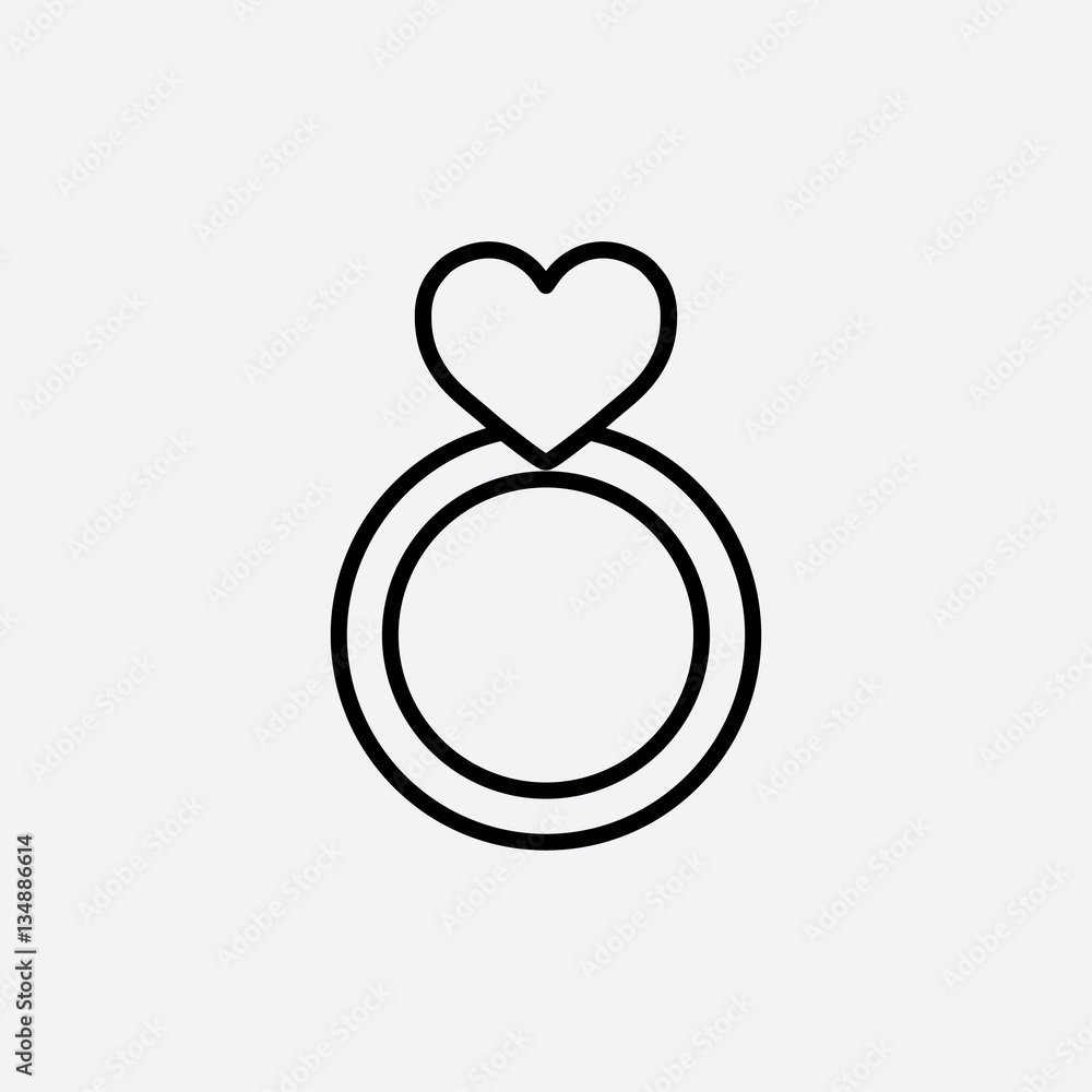 ring with heart jewelery line icon black on white ring with heart jewelery line icon black on white