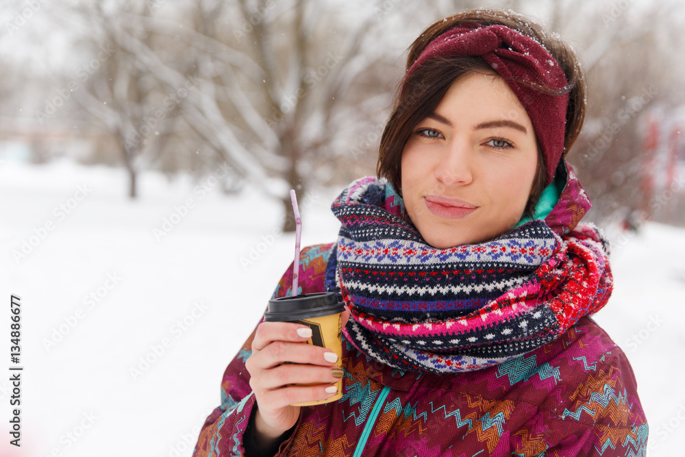 Woman with coffee in hand Woman with coffee in hand