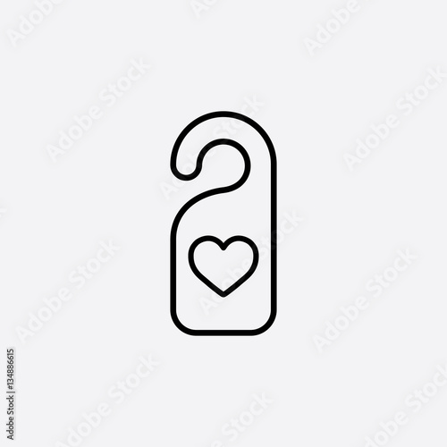 no entrance sign hotel lwith heart line icon black on white