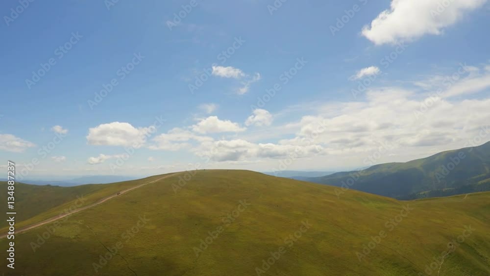 Paragliding view over green mountains. Carpathians. Paragliding view over green mountains. Carpathians.