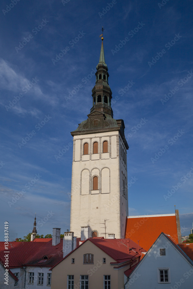 Tower of Saint Nicholas Church in Tallinn, Estonia.