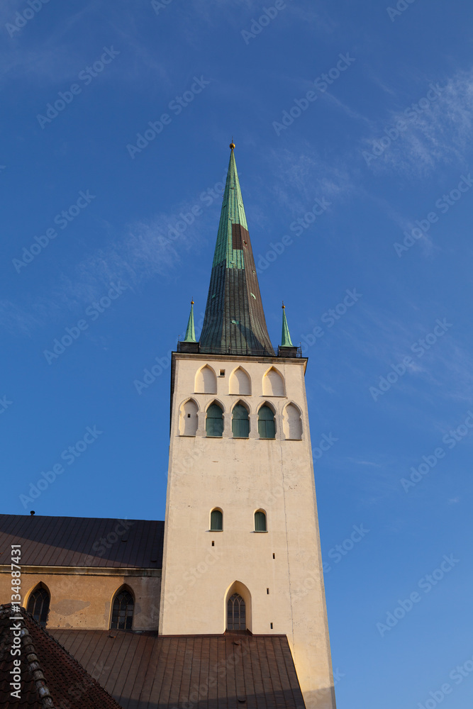 Beautiful St. Olaf  church in the Old Town of Tallinn, Estonia