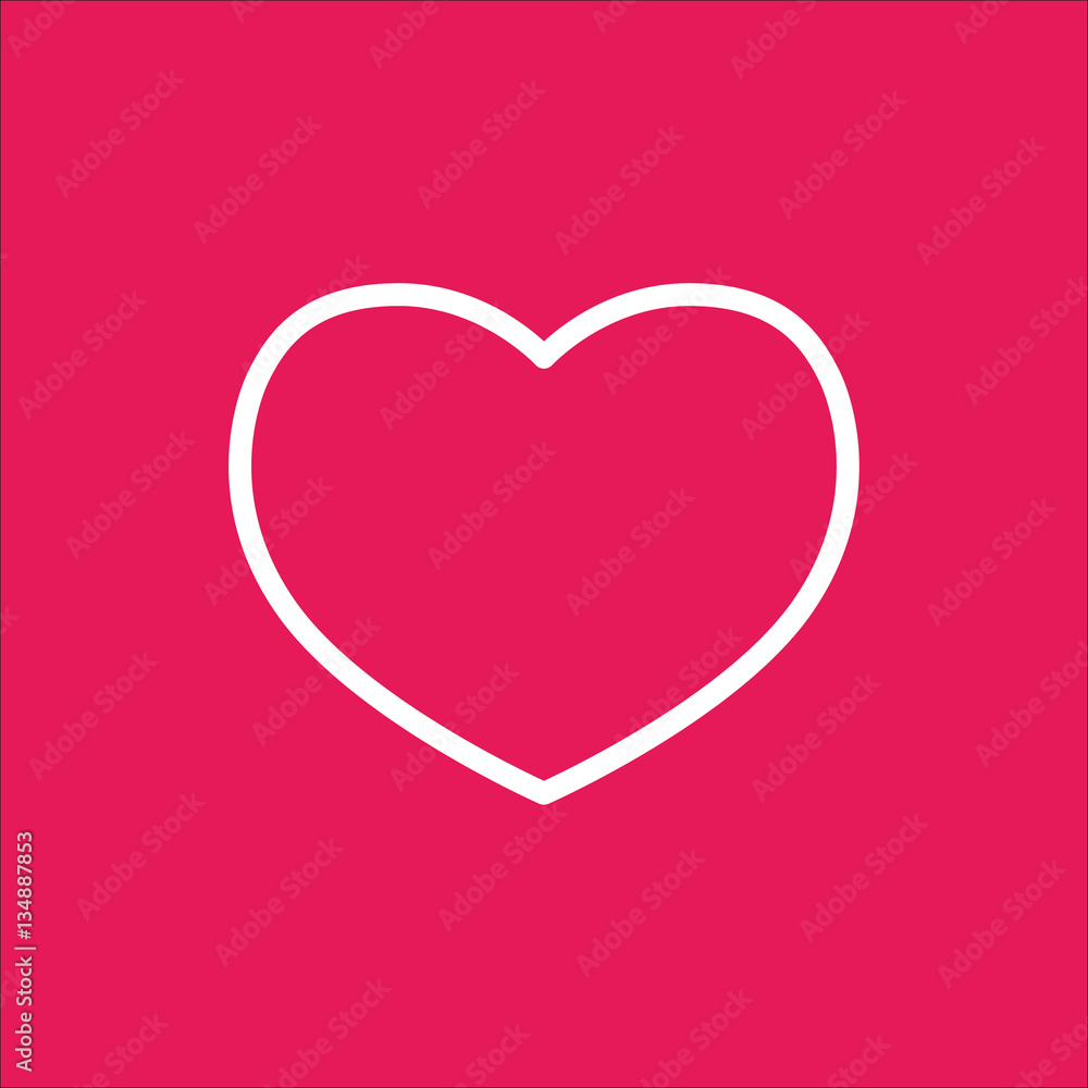 heart love symbol valentine line icon white on pink