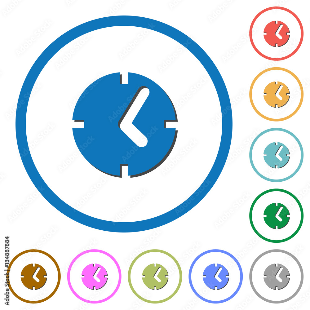 Clock icons with shadows and outlines Clock icons with shadows and outlines