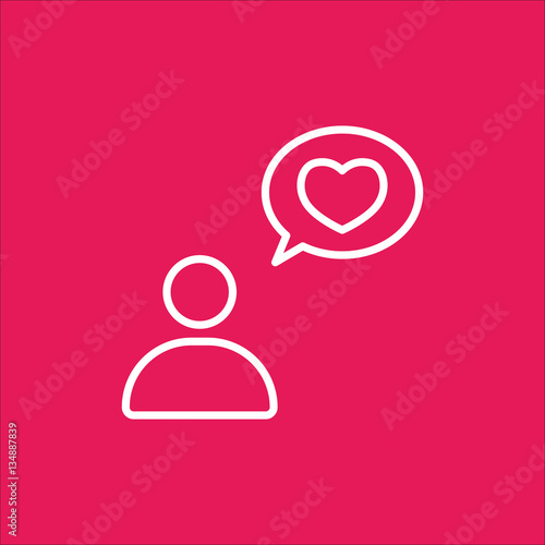 love confession line icon white on pink