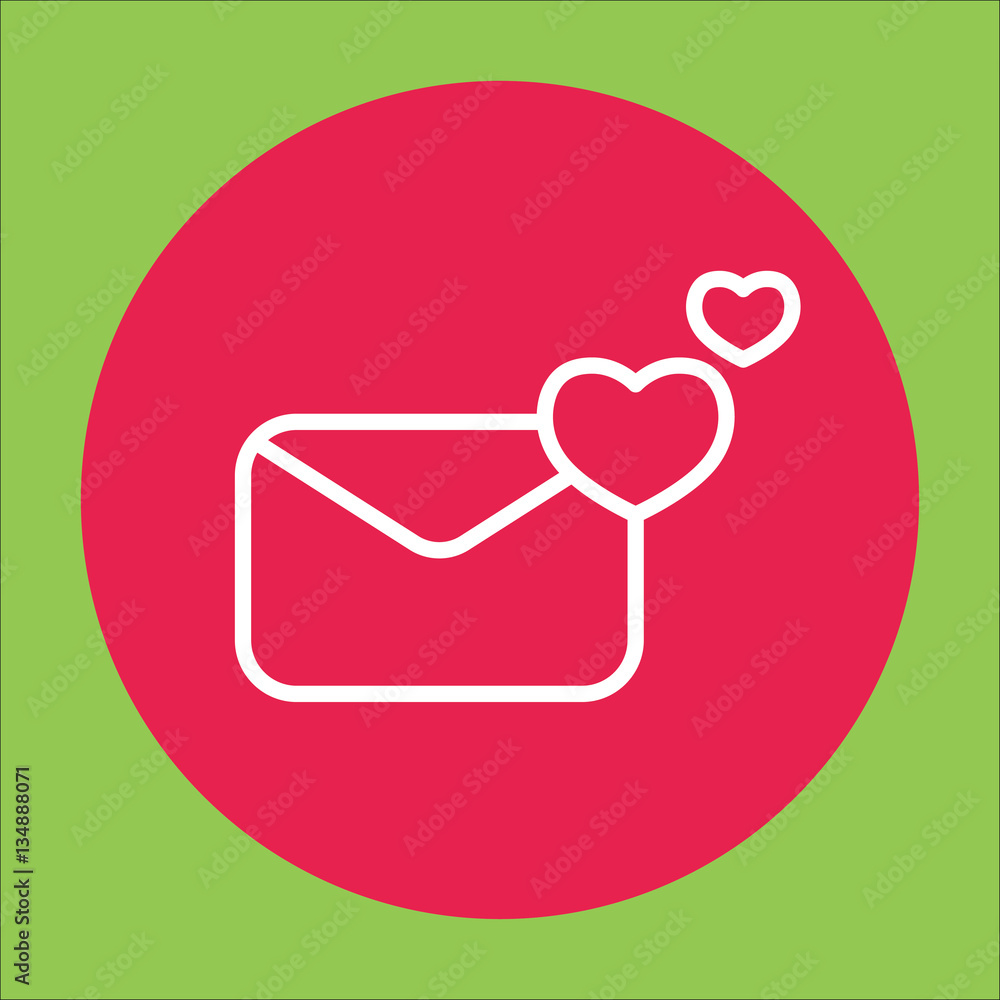 valentine day 14 february card envelope with heart line icon valentine day 14 february card envelope with heart line icon