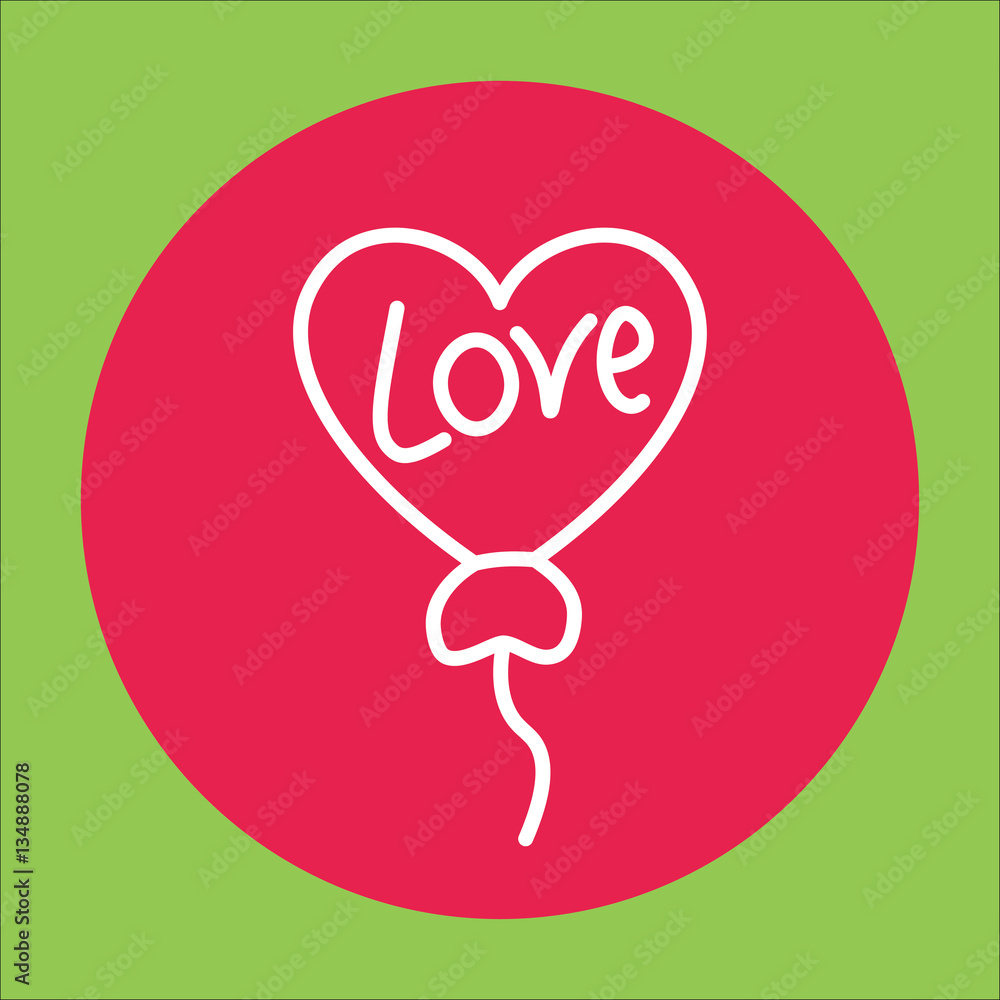 heart shape balloon romantic line icon
