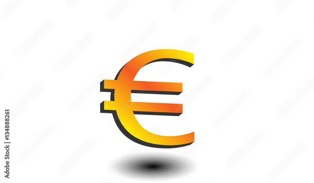 Golden euro symbol with shadow on a white isolated background. Finance and bussiness concept. Golden euro symbol with shadow on a white isolated background. Finance and bussiness concept.