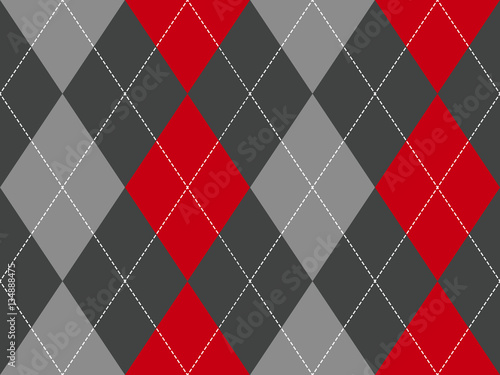 Red gray argyle fabric texture seamless pattern