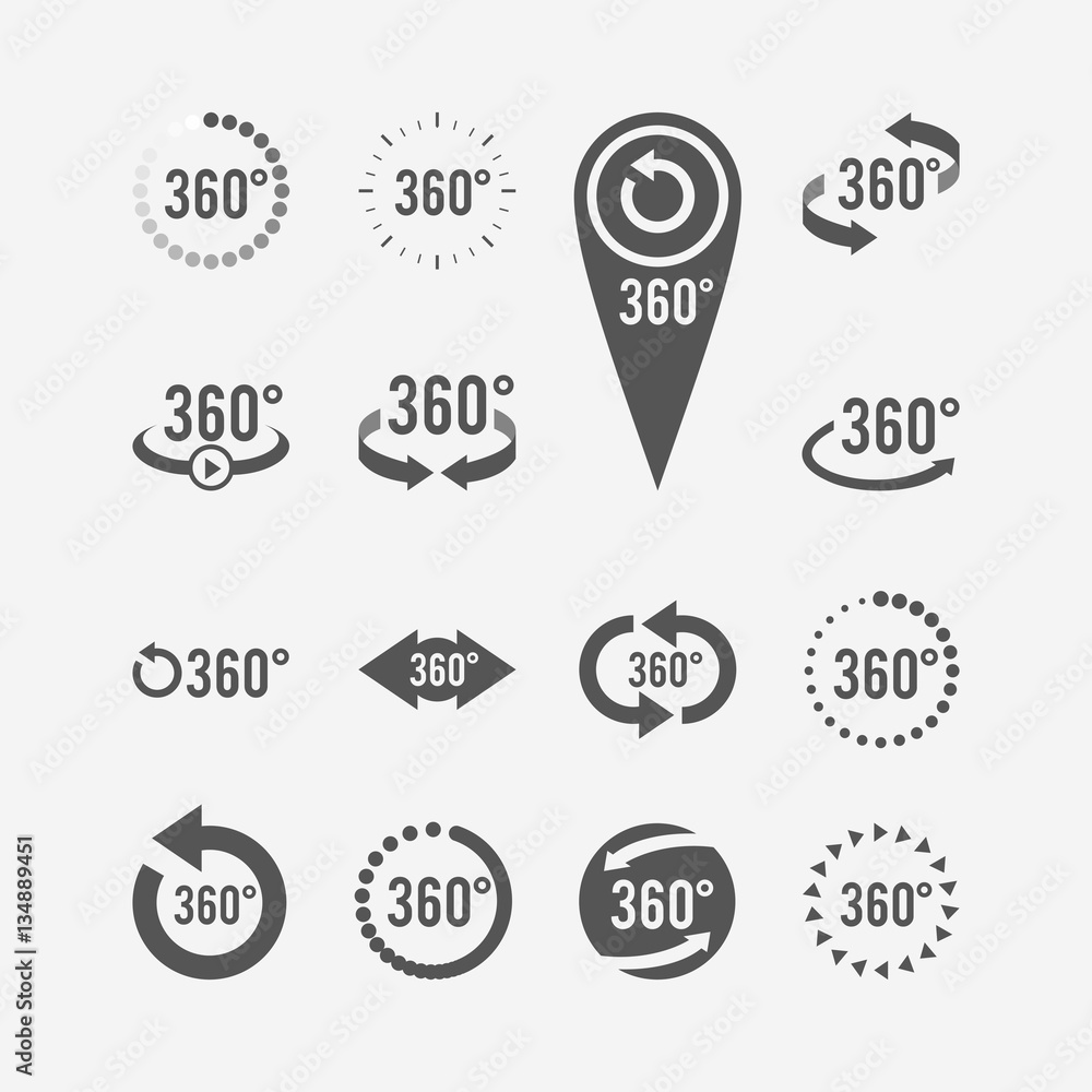 360 degree view related. Vector icons for your design. 360 degree view related. Vector icons for your design.
