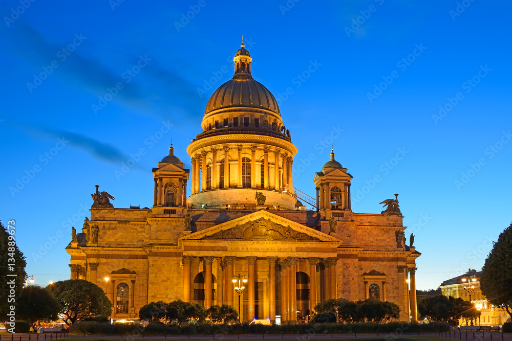 St. Isaac's Cathedral during the white nights in St. Petersburg,