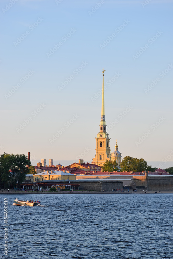 Peter and Paul fortress and river Neva in the summer