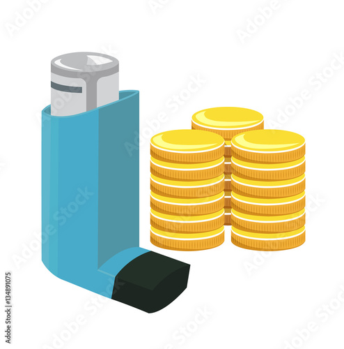 Vector image of an inhaler with coins