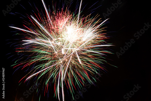 Colorful fireworks against black sky