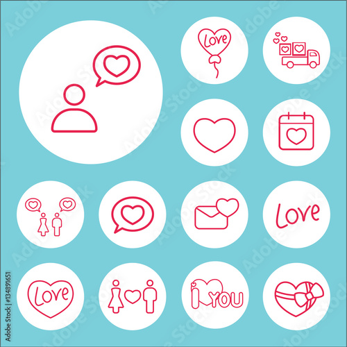 love confession line icons set