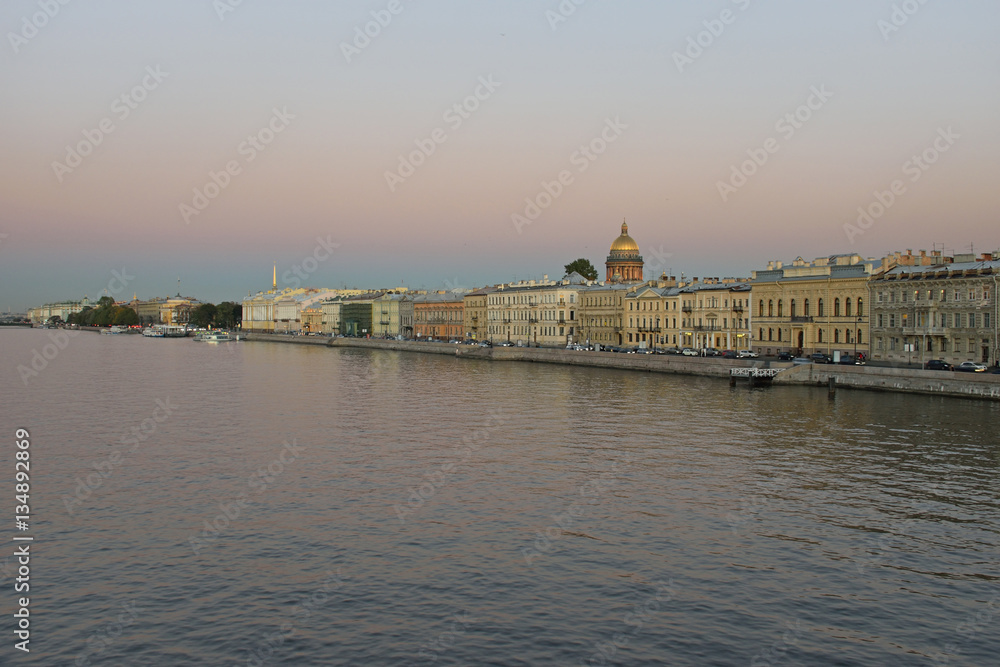 Views of the river Neva, English embankment, St. Isaac's Cathedr
