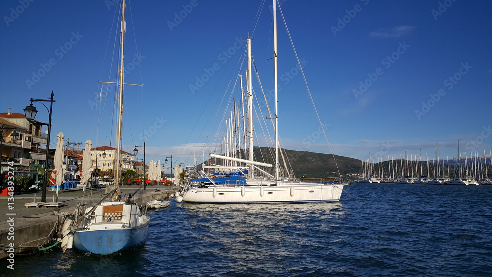 Modern sailboats at the Port of Lefkada