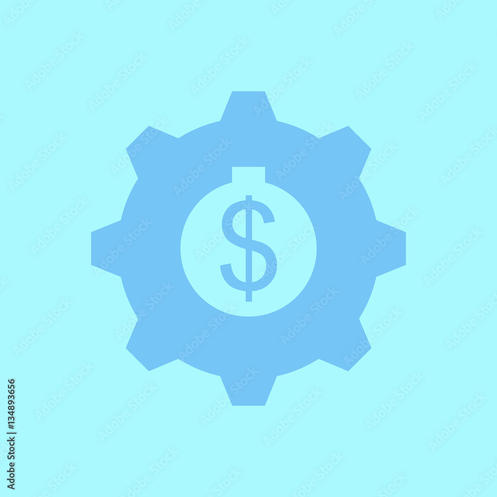 Vector illustration in flat design of cogwheel with dollar Vector illustration in flat design of cogwheel with dollar
