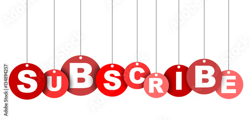 Red easy vector illustration isolated circle tag banner subscribe. This element is well adapted for web design.