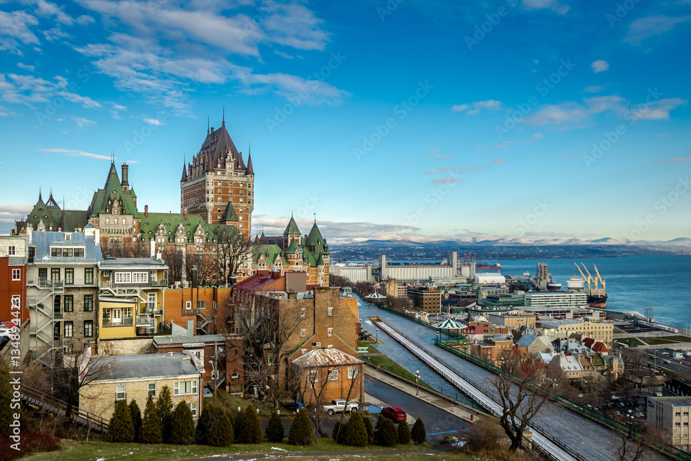 Fototapeta premium View of Quebec City skyline with Chateau Frontenac - Quebec City, Quebec, Canada