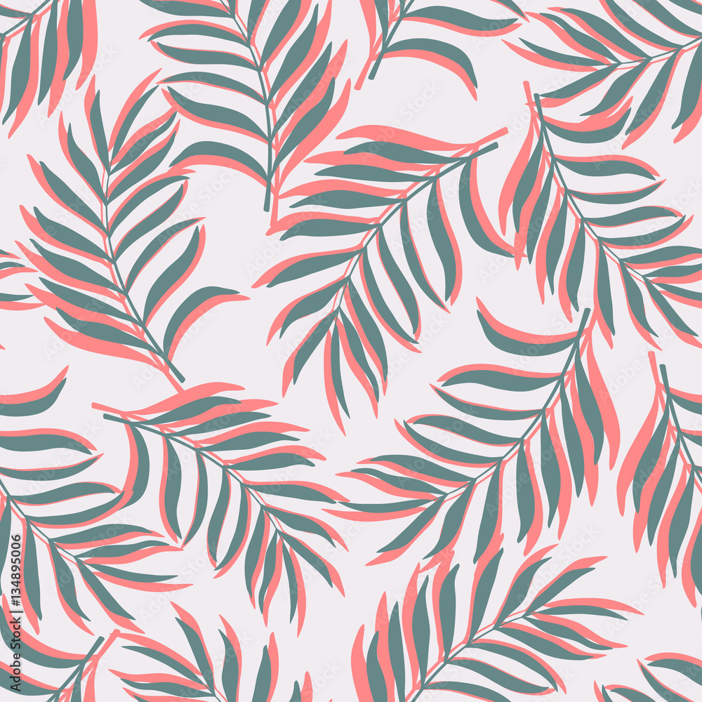 Tropical background with palm leaves. Seamless floral pattern Tropical background with palm leaves. Seamless floral pattern