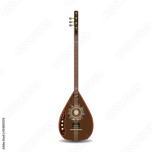Vector illustration of turkish electric baglama saz in flat style