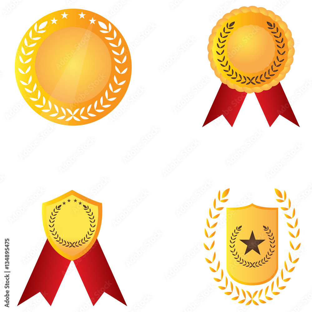 Set of different golden medals, Vector illustration Set of different golden medals, Vector illustration