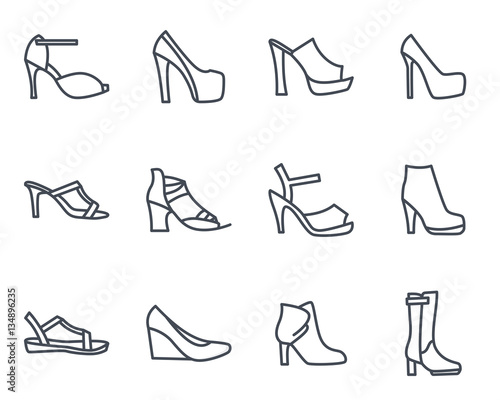 Women Shoes Line Icon