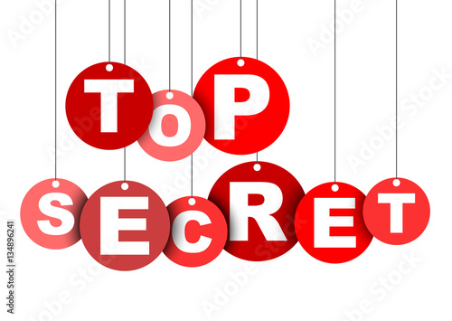 Red easy vector illustration isolated circle tag banner top secret. This element is well adapted for web design.