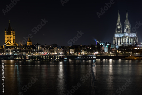 Cologne at night in the winter season  mid of january 