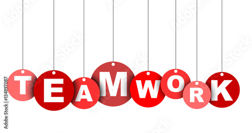 Red easy vector illustration isolated circle tag banner teamwork. This element is well adapted for web design.