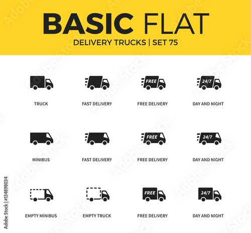 Basic set of Delivery trucks icons