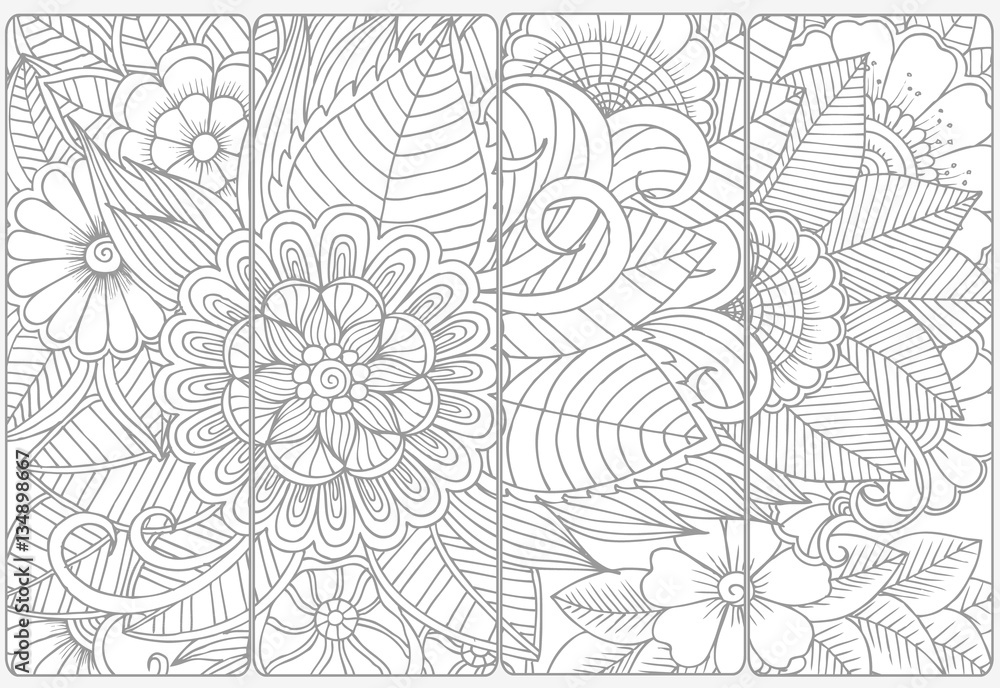 Vector set of decorative monochrome bookmarks Vector set of decorative monochrome bookmarks