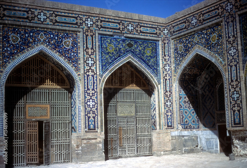 Mosque courtyard Registan Square photo