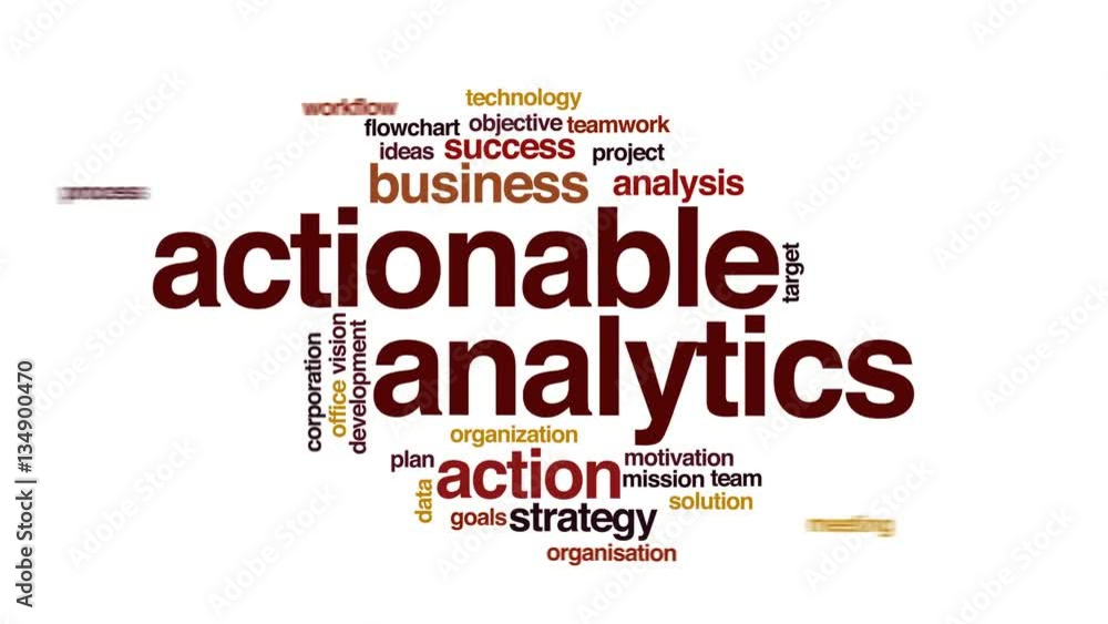 Actionable analytics animated word cloud, text design animation. Actionable analytics animated word cloud, text design animation.