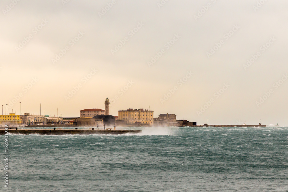 wind on the pier of Trieste