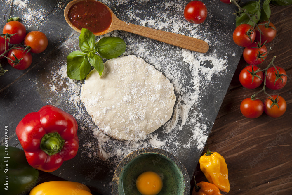 Homemade italian pizza preparation Homemade italian pizza preparation