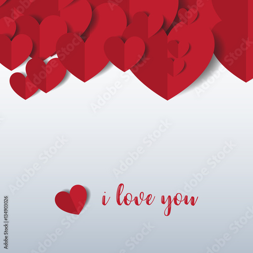 Heart Paper Sticker With Shadow Valentine's day. vector illustra
