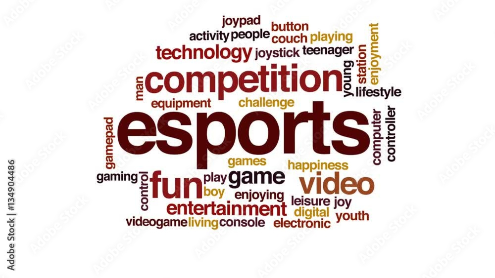 Esports animated word cloud, text design animation. Esports animated word cloud, text design animation.