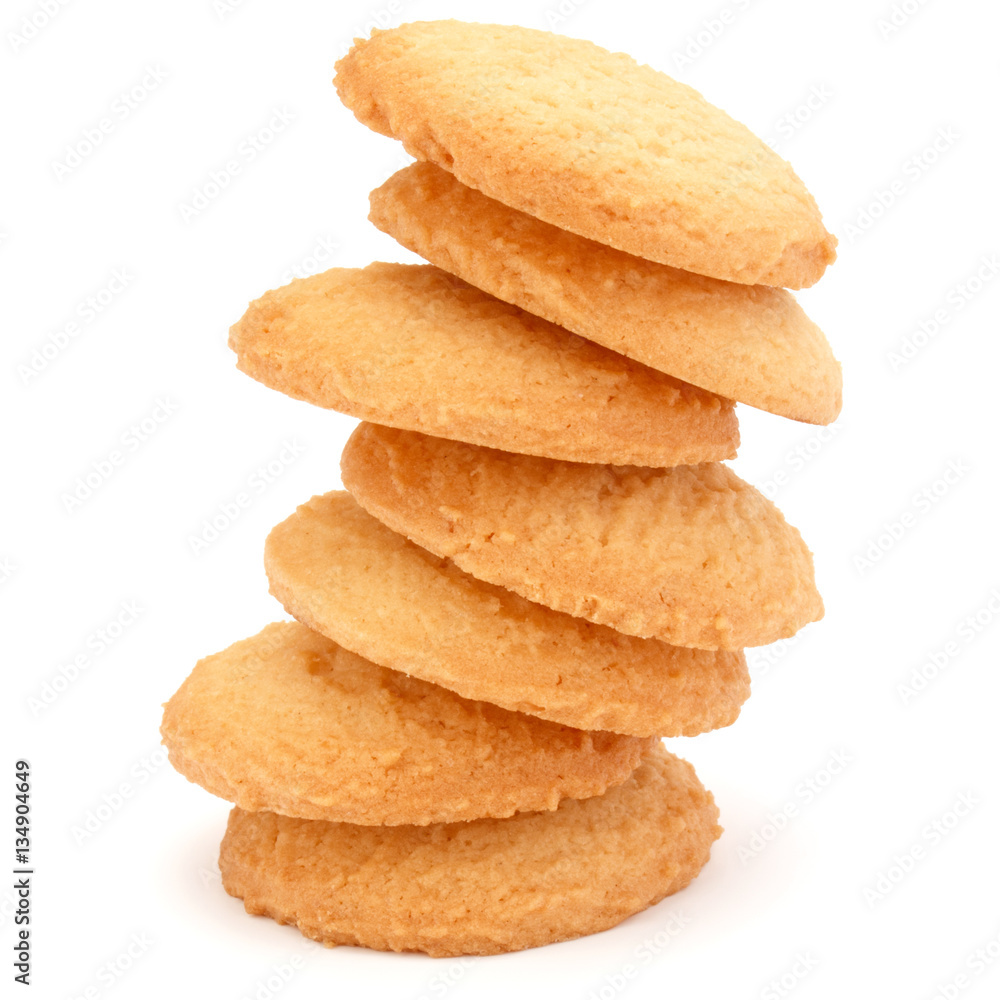stacked short pastry cookies isolated on white background stacked short pastry cookies isolated on white background