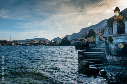 View on Lake Como and Alps in Italy Lombardy