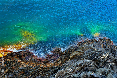 Top view of the rocky coast