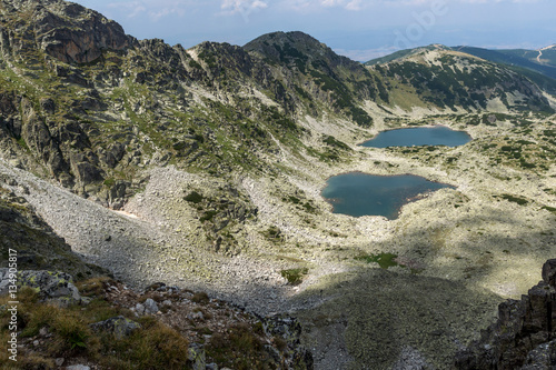 Panorama to Musalenski lakes from Musala Peak, Rila mountain, Bulgaria