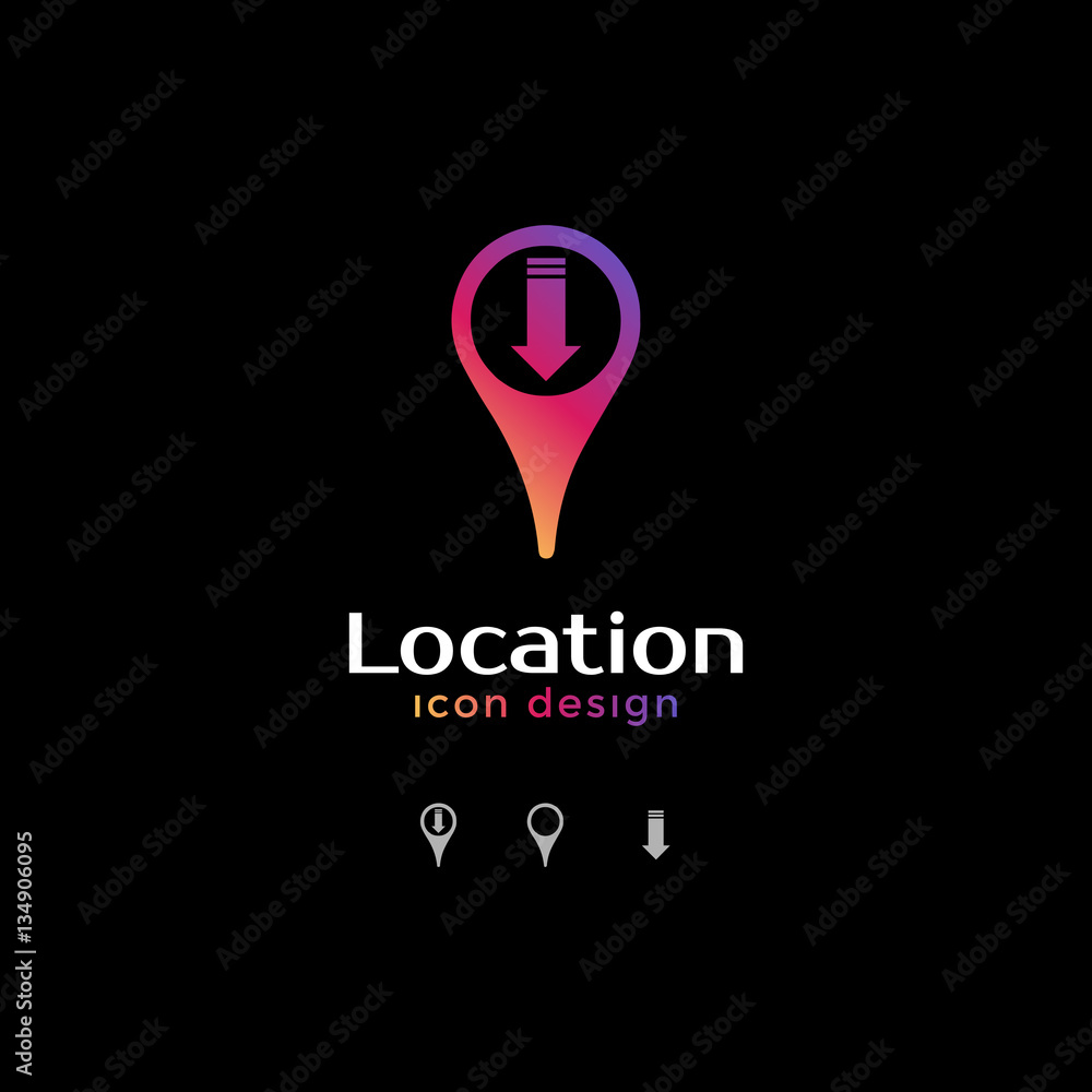 down arrow icon. location icon for map down arrow icon. location icon for map