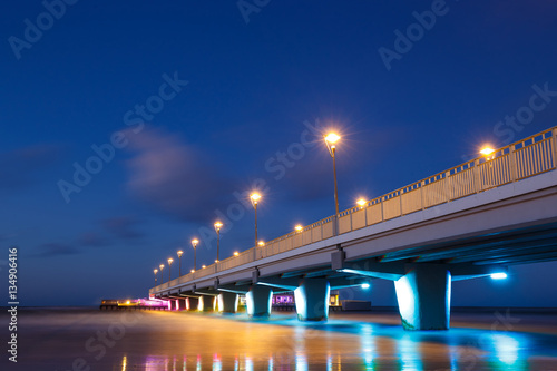 Concrete pier in Kolobrzeg, long exposure shot at sunset