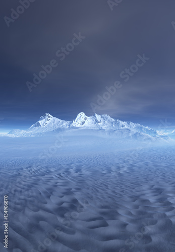 3d Created and Rendered Fantasy Landscape with Ice and Snow - Illustration © diversepixel