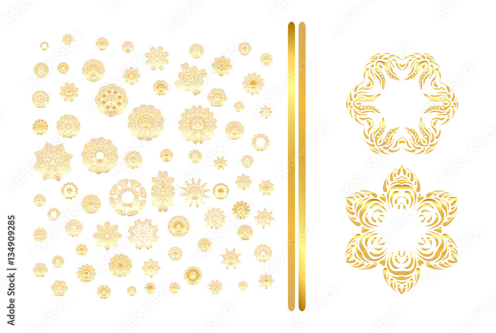 Fototapeta Golden mandala set. Gold pattern isolated on background.