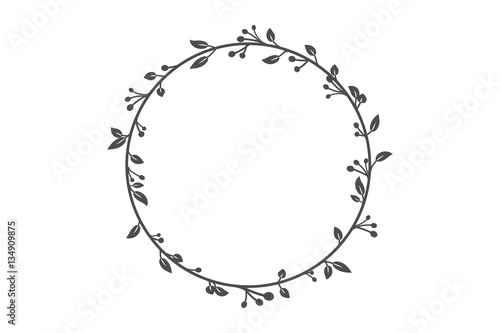 vector round frame with branch of ivy