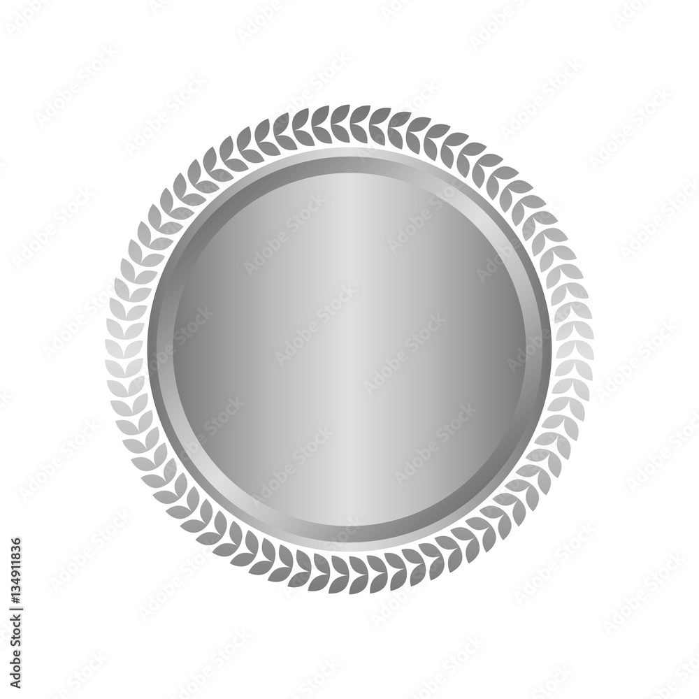 Modern metal silver circle metal badges, labels and design elements. Vector illustration Modern metal silver circle metal badges, labels and design elements. Vector illustration